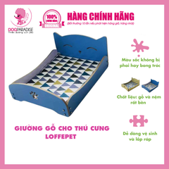 Giường gỗ cho mèo - Xanh Dương 48x37x20cm | Loffepet