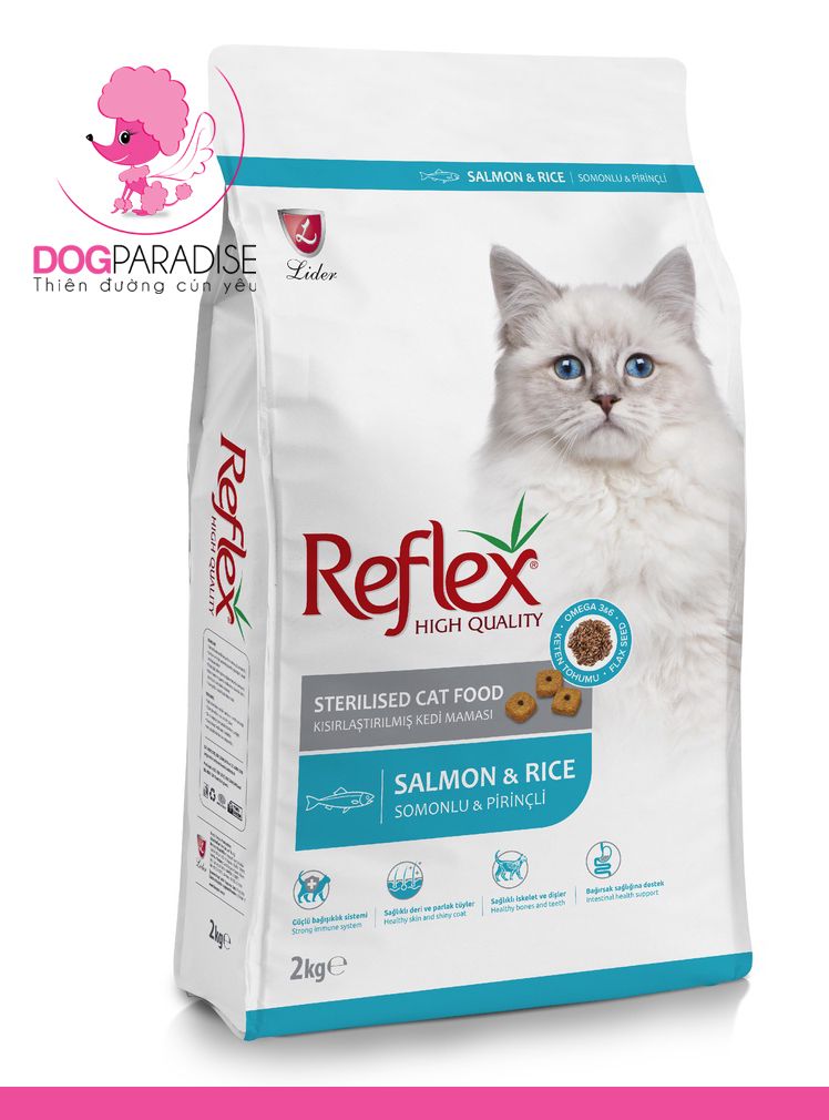 Thức ăn hạt cho mèo trưởng thành vị cá hồi & gạo - REFLEX - 2 kg RC844