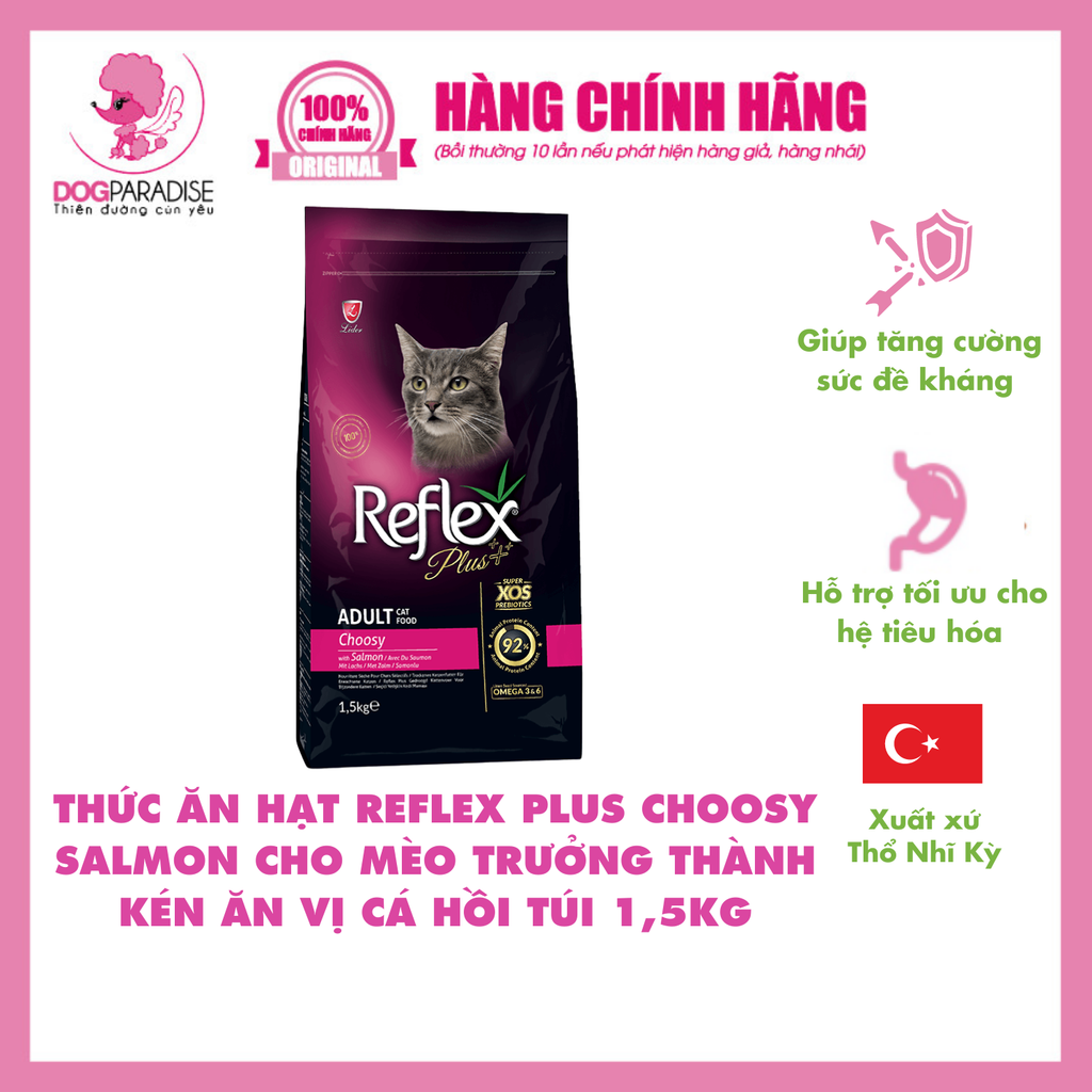 Thức ăn hạt cho mèo trưởng thành kén ăn vị cá hồi - Reflex Plus Choosy Salmon RPC182