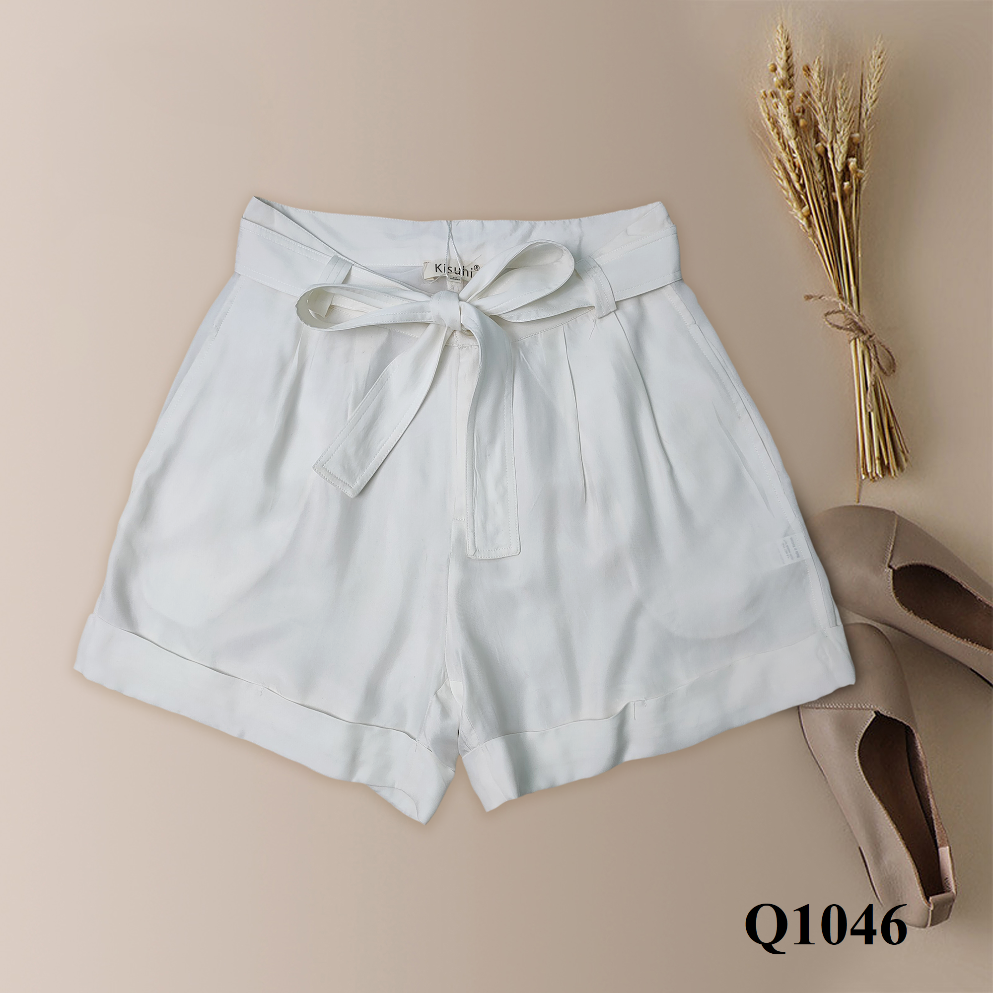  Q1046-Quần Short Lụa Cotton Chân Rộng 