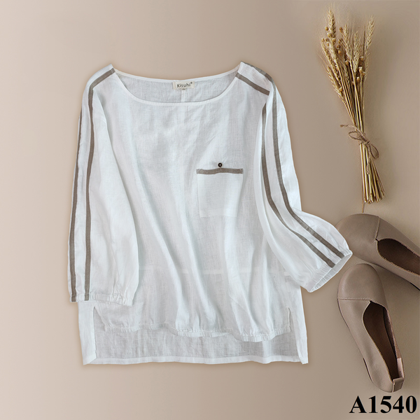  A1540-Áo Linen Dài Tay Xẻ Tà 