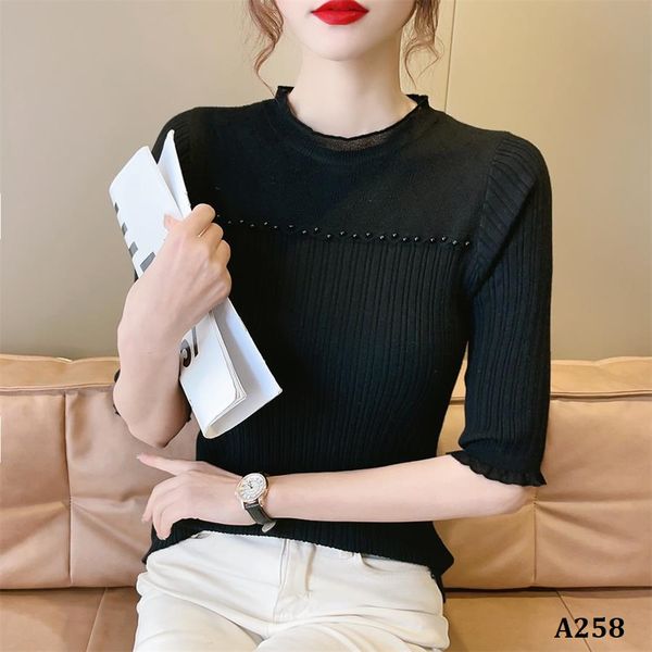  A258-Áo Len Dệt Kim Đính Cườm 