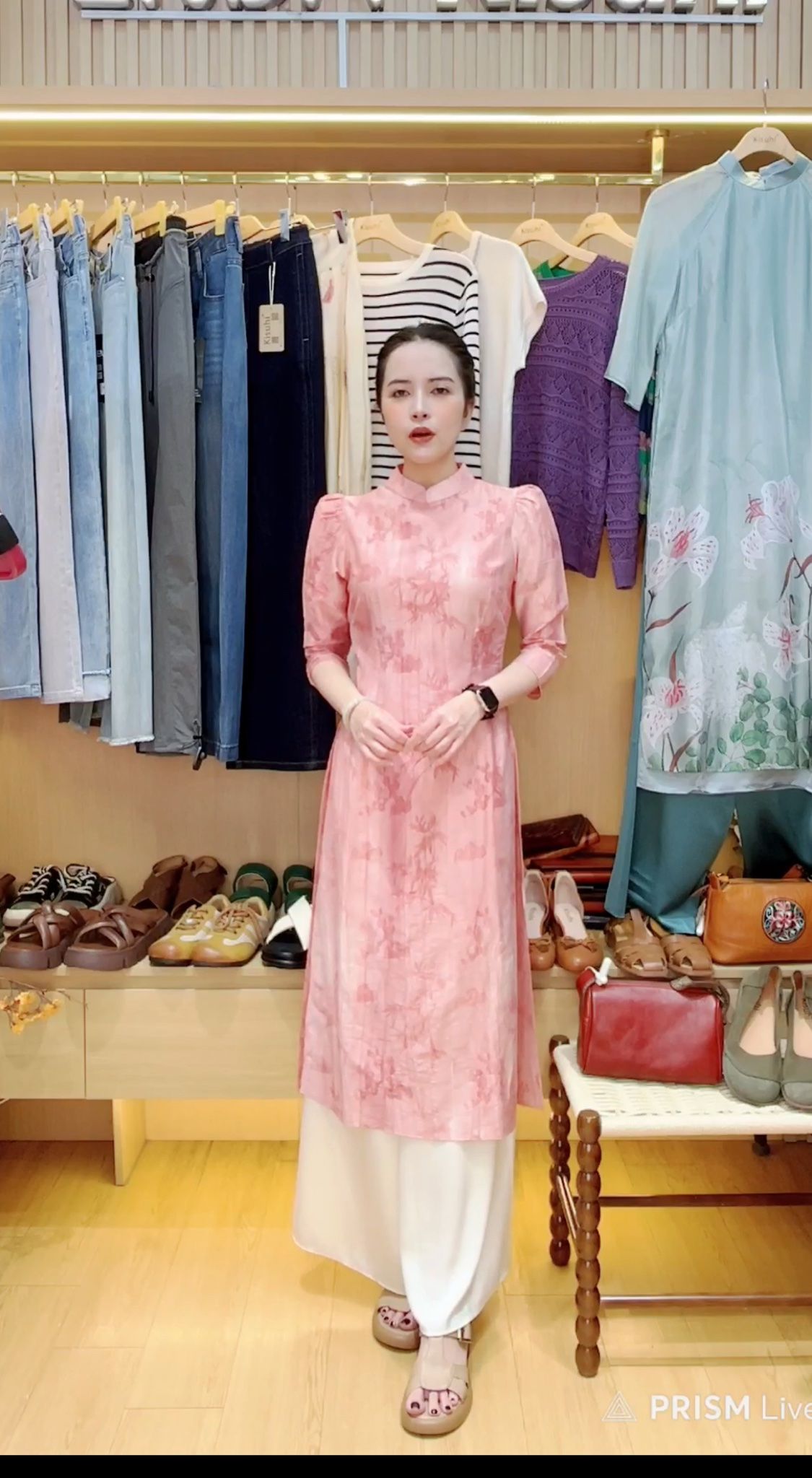 AD04- Áo Dài Lụa Tencel Hoa Văn Jacquard