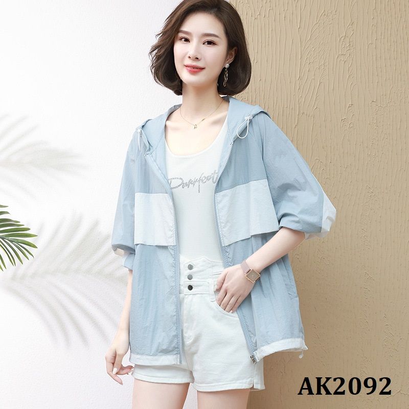  AK0292-Áo Khoác Chống Nắng Dáng rộng Phối Màu 