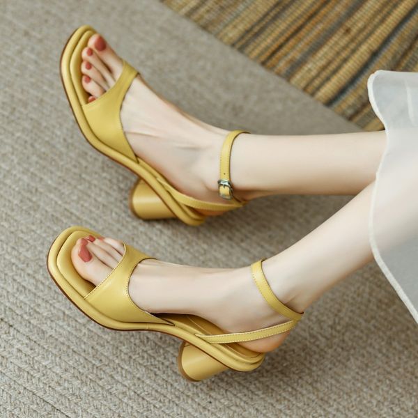  G093-Giày Sandal Da Thật  Quai Vòng 