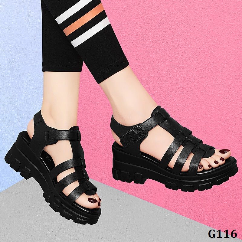  G116-Sandals Da Thật Hollow Sport Roman 