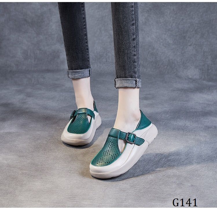  G141-Giày Da Thật Mary Khắc Ô Năng Động 