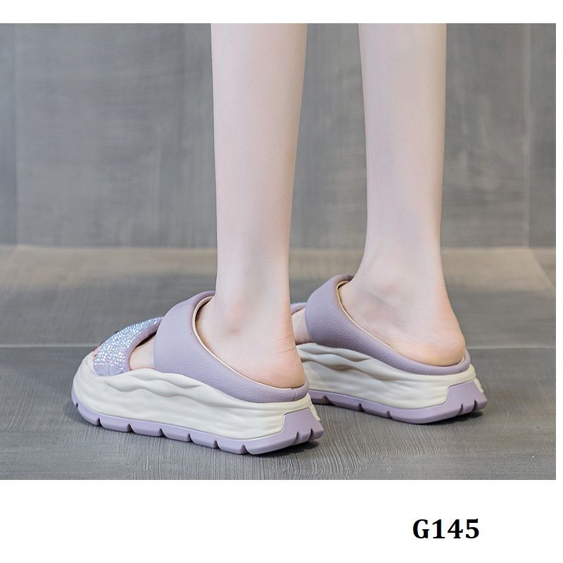  G145-Giày Dép Da Thật Đính Kim Cương Đá 