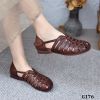 G176-Sandal Da Thật Velcro Retro Đan Dây