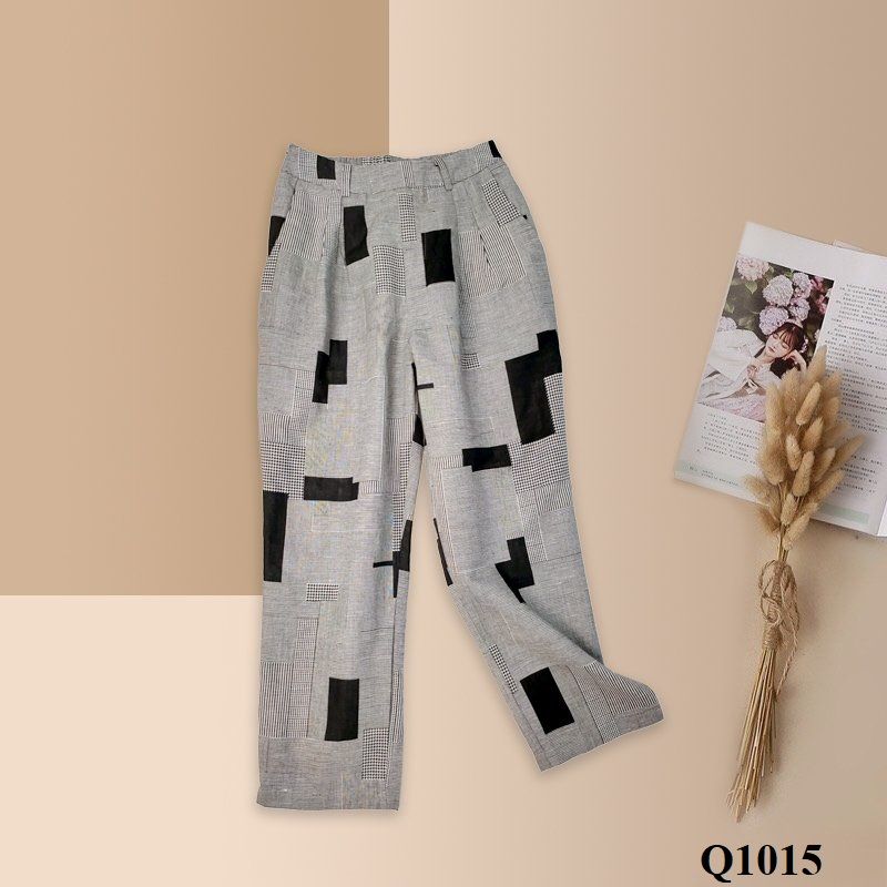  Q1015-Quần Cotton Củ Cải Phối Sọc 