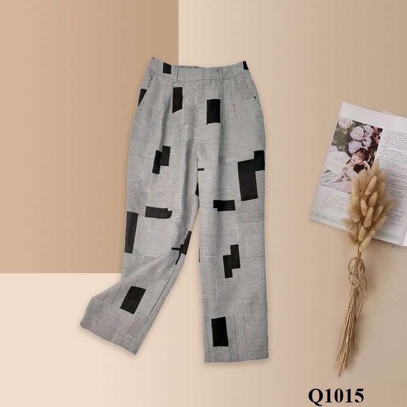  Q1015-Quần Cotton Củ Cải Phối Sọc 