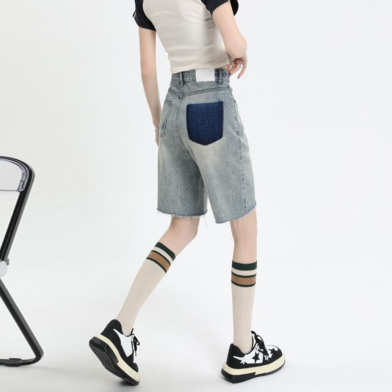  Q1332 - Quần short denim phong cách retro Hàn Quốc 