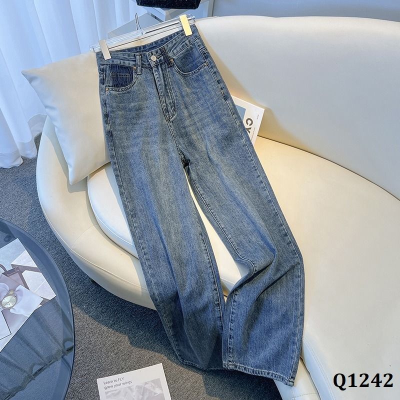  Q1342-Quần Jeans Ống Rộng Túi Độc Lạ 