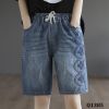 Q1385-Quần Short Jeans Co Dãn Thêu Hoa Tứ Quý