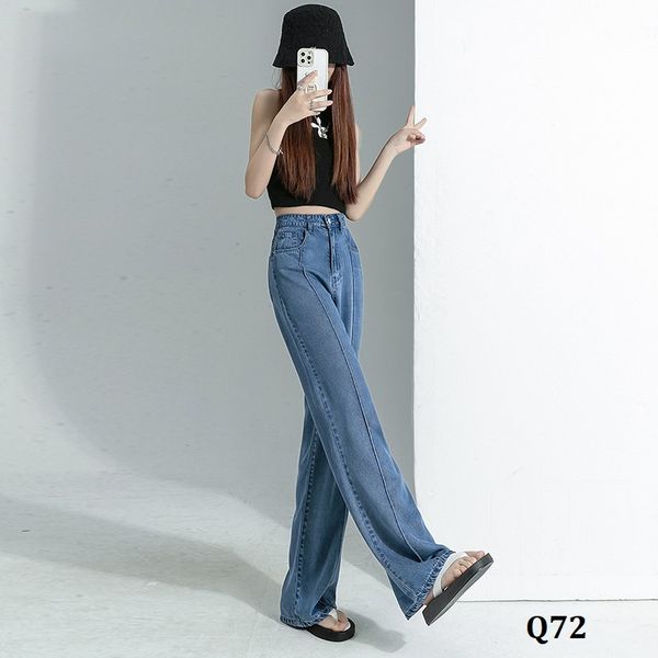  Q72-Quần Jeans Lụa Ly Giữa Ghép Nối Nghệ Thuật 