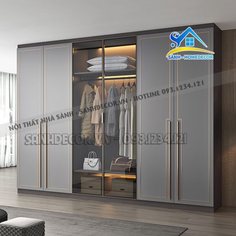 Tủ quần áo gỗ cánh kính hiện đại - TQA139