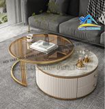 Bộ bàn trà gỗ sơn 2K mặt kính cao cấp - BT52
