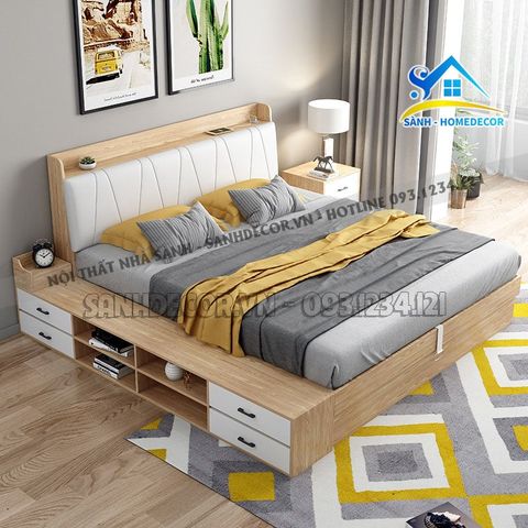 Giường ngủ bọc nệm có ngăn kéo cao cấp - SG80