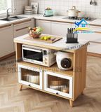 Tủ bếp gỗ cánh kính mặt đá vân cao cấp - STB159