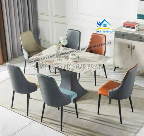 Bộ bàn ăn mặt đá 4-6 ghế DINING cao cấp - BA80