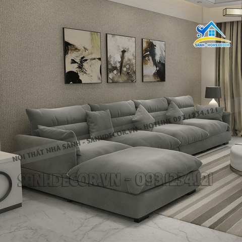 Bộ Sofa bọc nhung cao cấp chữ L - SF83