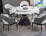 Bộ bàn ăn tròn 5 ghế mặt đá cao cấp - BA108