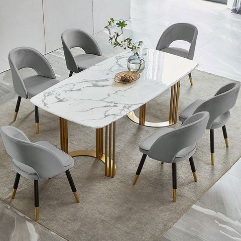 Bộ bàn ăn 6 ghế Saarinen mặt đá cẩm thạch - BA60