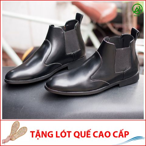 Giày Chelsea Boot Nam Cổ Chun Da Nhám Màu Đen Đế Khâu Rất Chắc Chắn - CB520(LQ)-NHAMCHUN