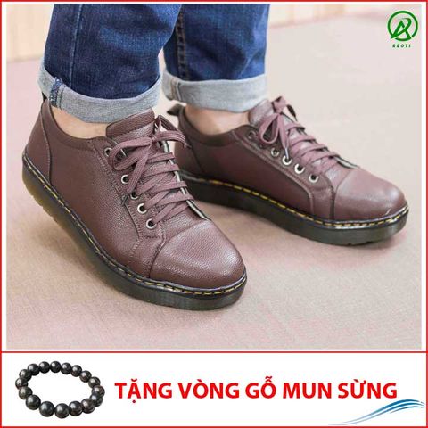 Giày Boot Nam Ngắn Cổ Đế Khâu Màu Nâu Da Sần Phong Cách - M92(GM)- Tặng kèm vòng gỗ mun