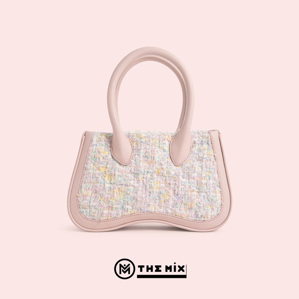 Túi Charlis and Keith Micaela Tweed Quilted Sculptural Tote Bag - Light Pink