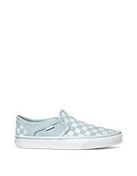 Vans Asher Blue Checkered Slip On Sneaker