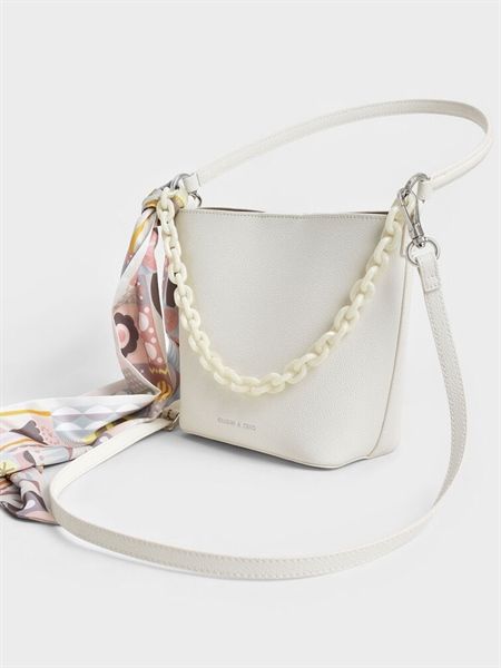 Túi Charlis and Keith Alcott Scarf Bucket Bag - Cream