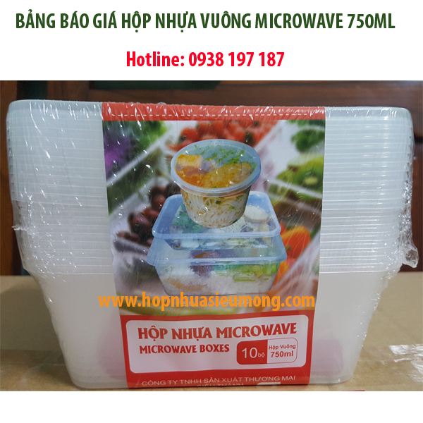 Bảng giá Hộp nhựa vuông 750ml hộp nhựa Siêu Thành