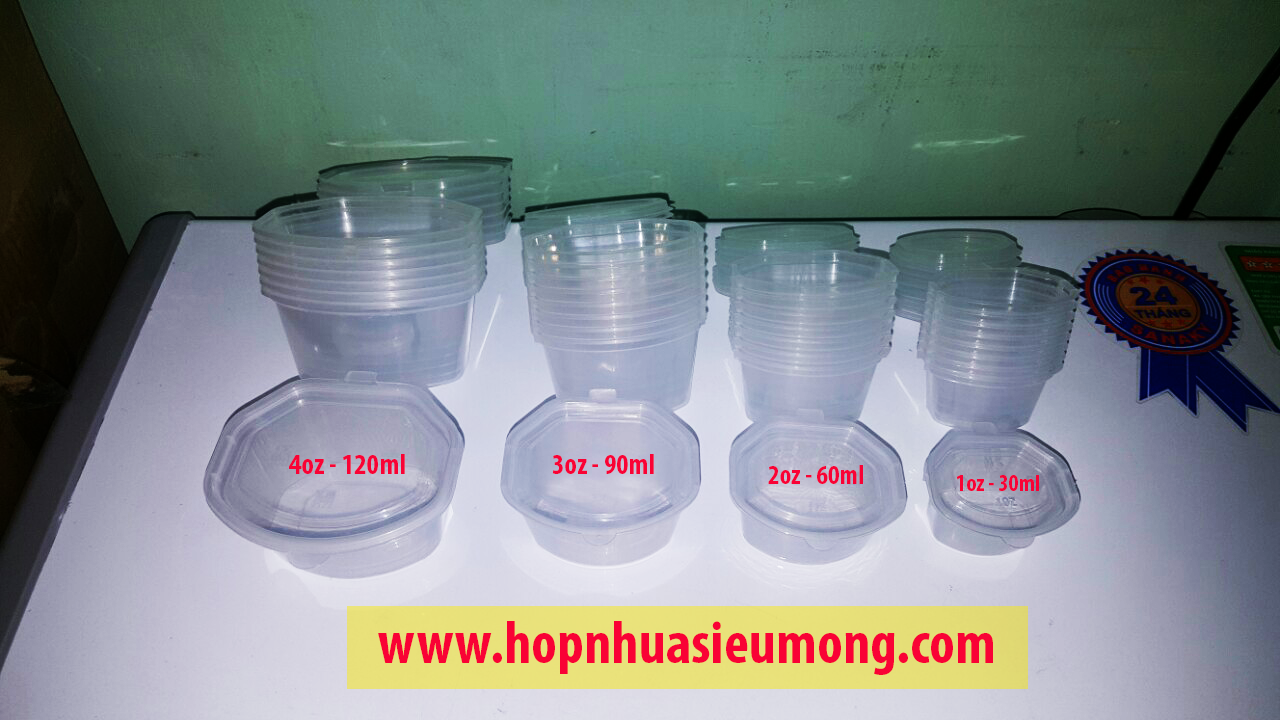 Hộp sốt 3 oz trắng siêu mỏng trong nhựa PP