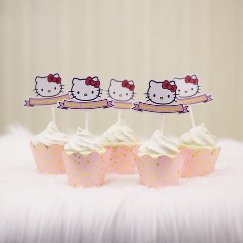  Que cắm Bánh Cupcake - Hello Kitty (set 10) 