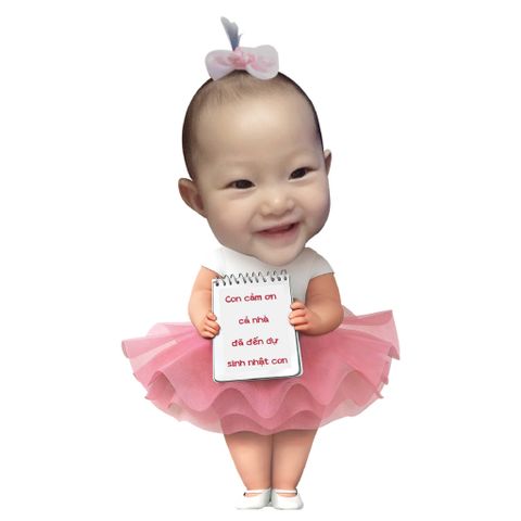  Chibi bé gái cầm bảng cảm ơn 