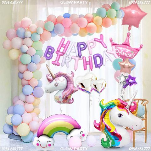  Bóng nhôm bộ chữ Happy Birthday - Hồng Tím 