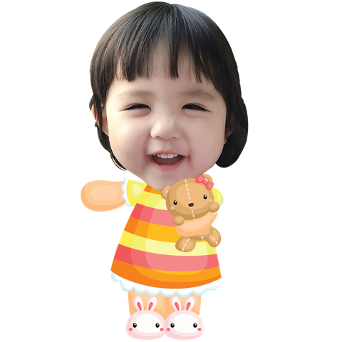  Chibi bé gái ôm gấu bông 