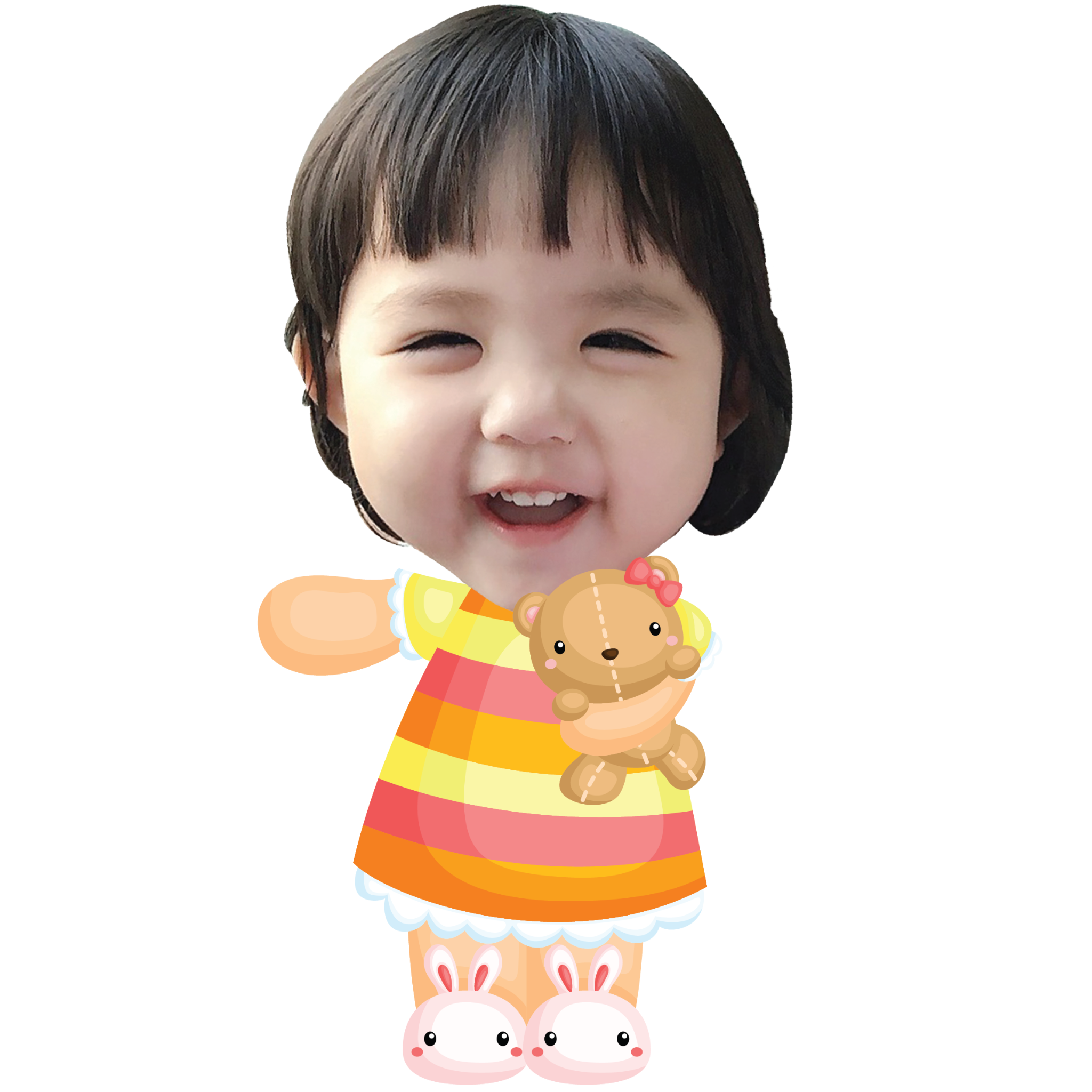 Chibi bé gái ôm gấu bông