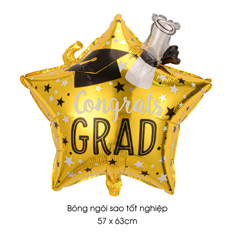Bóng nhôm Ngôi sao tốt nghiệp Congrats GRAD - 55cm - 30k-01
