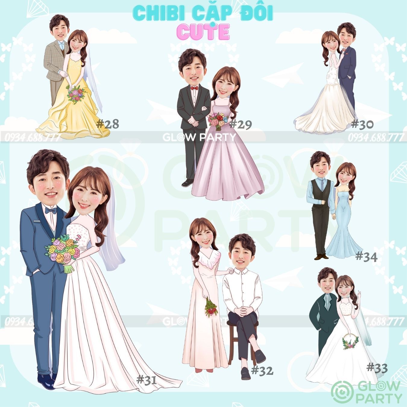 Chibi cưới - set 2 (chọn mẫu)