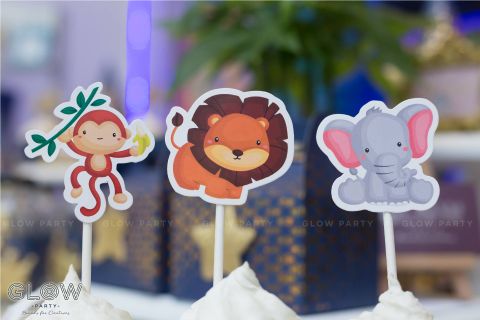  Que cắm Bánh Cupcake - Rừng rậm safari (set 10) 