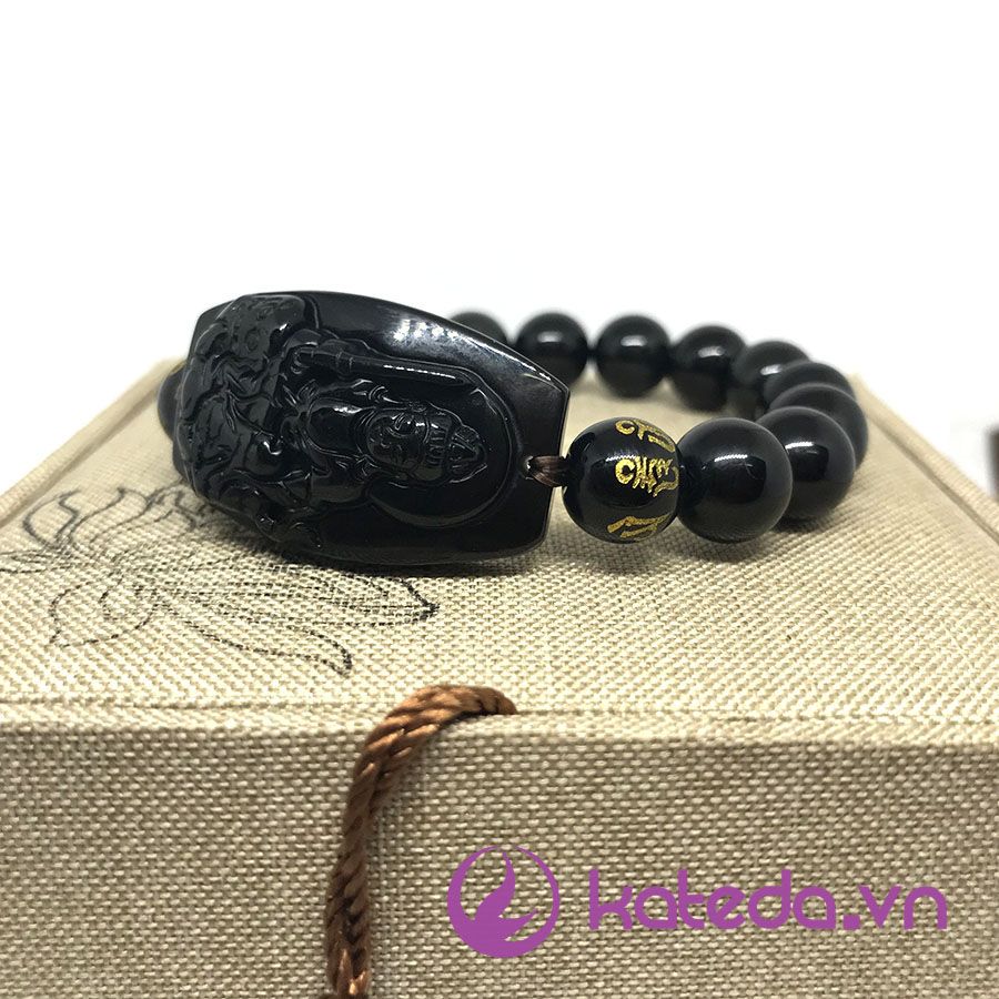 Vòng Tay Phật Bản Mệnh Đá Obsidian Văn Thù Bồ Tát KATEDA