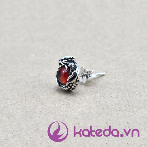 Hoa Tai Bạc Thái Mắt Rồng Đá Garnet KATEDA