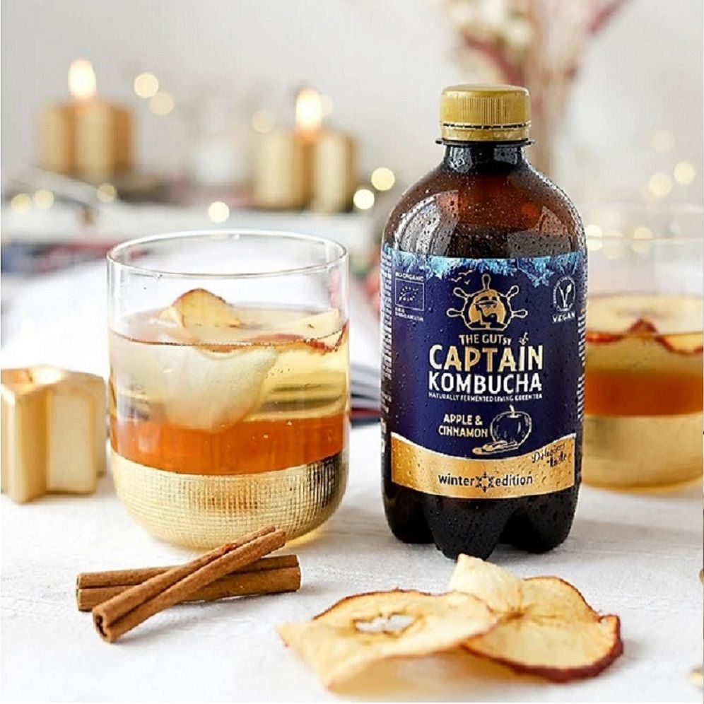  TRÀ KOBUCHA HỮU CƠ VỊ TÁO & QUẾ CAPTAIN 400ML (LIMITED) 