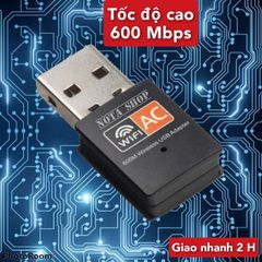 USB THU WIFI 600Mbps cho máy bàn PC và laptop, card mạng usb hai băng tầng 2.4 / 5GHz