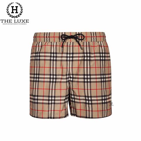  Quần Short Gió Burberry Camel Dọc Viền 