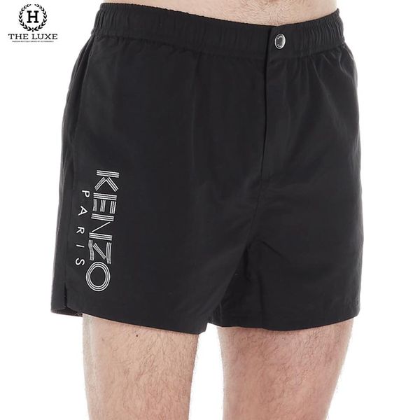 Quần Short Gió Kenzo Đen Chữ Trắng