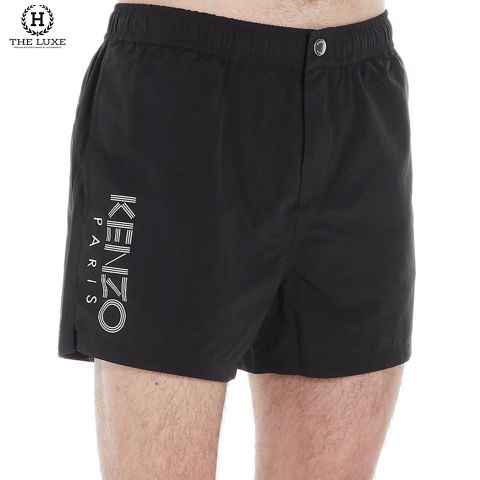  Quần Short Gió Kenzo Đen Chữ Trắng 