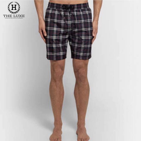  Quần Short Gió Burberry Xanh Navy Kẻ Đỏ 